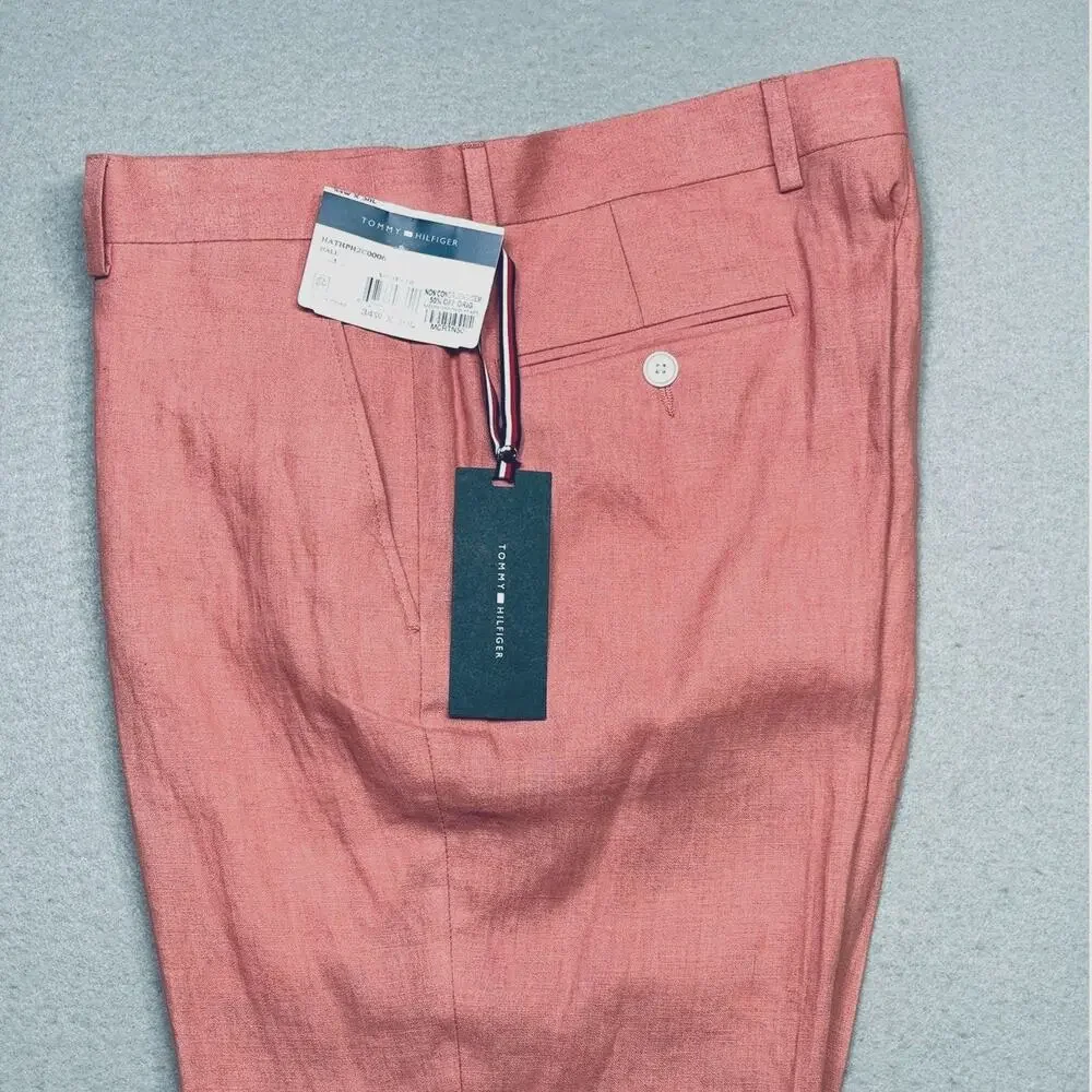 Tommy Hilfiger Modern Fit Linen Men's Suit Pants light red, 34x30 $125